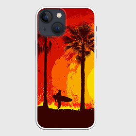 Чехол для iPhone 13 mini с принтом Summer Surf в городе Новоалтайск,  |  | закат | лето | пейзаж | серфинг | тропики