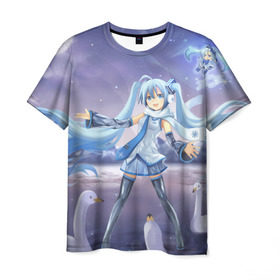 Мужская футболка 3D с принтом Hatsune Miku в городе Новоалтайск, 100% полиэфир | прямой крой, круглый вырез горловины, длина до линии бедер | Тематика изображения на принте: anime. аниме | hatsune miku | vocaloid | арт | вокалоид | девушка | мику