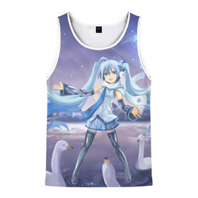 Мужская майка 3D с принтом Hatsune Miku в городе Новоалтайск, 100% полиэстер | круглая горловина, приталенный силуэт, длина до линии бедра. Пройма и горловина окантованы тонкой бейкой | anime. аниме | hatsune miku | vocaloid | арт | вокалоид | девушка | мику