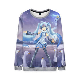 Мужской свитшот 3D с принтом Hatsune Miku в городе Новоалтайск, 100% полиэстер с мягким внутренним слоем | круглый вырез горловины, мягкая резинка на манжетах и поясе, свободная посадка по фигуре | anime. аниме | hatsune miku | vocaloid | арт | вокалоид | девушка | мику