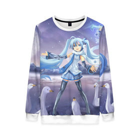 Женский свитшот 3D с принтом Hatsune Miku в городе Новоалтайск, 100% полиэстер с мягким внутренним слоем | круглый вырез горловины, мягкая резинка на манжетах и поясе, свободная посадка по фигуре | anime. аниме | hatsune miku | vocaloid | арт | вокалоид | девушка | мику