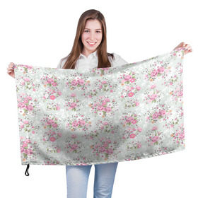 Флаг 3D с принтом Flower pattern в городе Новоалтайск, 100% полиэстер | плотность ткани — 95 г/м2, размер — 67 х 109 см. Принт наносится с одной стороны | белый | паттерн | розовый | цветы