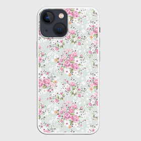 Чехол для iPhone 13 mini с принтом Flower pattern в городе Новоалтайск,  |  | белый | паттерн | розовый | цветы