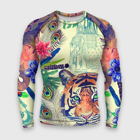 Мужской рашгард 3D с принтом Индия в городе Новоалтайск,  |  | flower | summer | swag | trend | животные | лето | популярное | сваг | свег | тигр | тренд | хит | цветочки | цветы
