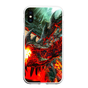 Чехол для iPhone XS Max матовый с принтом Дракон в городе Новоалтайск, Силикон | Область печати: задняя сторона чехла, без боковых панелей | дракон | лава | огонь | пламя