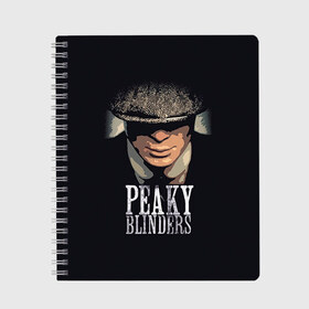 Тетрадь с принтом Peaky Blinders 5 в городе Новоалтайск, 100% бумага | 48 листов, плотность листов — 60 г/м2, плотность картонной обложки — 250 г/м2. Листы скреплены сбоку удобной пружинной спиралью. Уголки страниц и обложки скругленные. Цвет линий — светло-серый
 | Тематика изображения на принте: peaky blinders | козырьки | козырьки сериал | острые козырьки | томас шелби