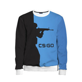 Детский свитшот 3D с принтом CS:GO Силуэт в городе Новоалтайск, 100% полиэстер | свободная посадка, прямой крой, мягкая тканевая резинка на рукавах и понизу свитшота | cs | cs go | csgo | go | го | контр страйк | контра | кс | кс го | ксго | спецназ | террористы