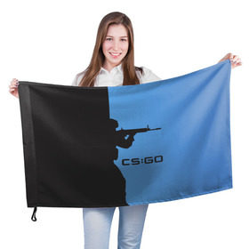 Флаг 3D с принтом CS:GO Силуэт в городе Новоалтайск, 100% полиэстер | плотность ткани — 95 г/м2, размер — 67 х 109 см. Принт наносится с одной стороны | cs | cs go | csgo | go | го | контр страйк | контра | кс | кс го | ксго | спецназ | террористы