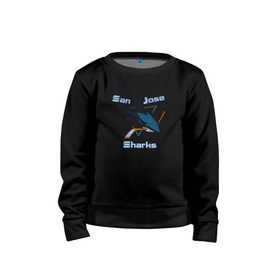Детский свитшот хлопок с принтом San Jose Sharks hockey в городе Новоалтайск, 100% хлопок | круглый вырез горловины, эластичные манжеты, пояс и воротник | Тематика изображения на принте: nhl | san jose sharks | спорт | хоккей