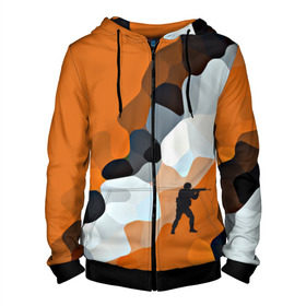 Мужская толстовка 3D на молнии с принтом CS GO Asiimov camouflage в городе Новоалтайск, 100% полиэстер | длина до линии бедра, манжеты и пояс оформлены мягкой тканевой резинкой, двухслойный капюшон со шнурком для регулировки, спереди молния, по бокам два кармана | counter strike | камуфляж