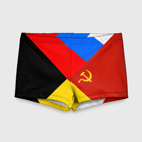 Детские купальные плавки 3D с принтом Вечная Россия в городе Новоалтайск, Полиэстер 85%, Спандекс 15% | Слитный крой, подклад по переду изделия, узкие бретели | патриот | россия | русь | триколор | флаг | я русский