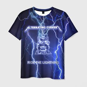 Мужская футболка 3D с принтом Metallica - Ride the Lightning в городе Новоалтайск, 100% полиэфир | прямой крой, круглый вырез горловины, длина до линии бедер | album | metal | metallica | ride the lightning | rock | альбом | метал | металлика | молния | рок