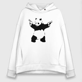 Женское худи Oversize хлопок с принтом Panda & Guns в городе Новоалтайск, френч-терри — 70% хлопок, 30% полиэстер. Мягкий теплый начес внутри —100% хлопок | боковые карманы, эластичные манжеты и нижняя кромка, капюшон на магнитной кнопке | panda | крутой | оружие | панда | пистолет | револьвер | рисунок