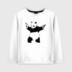 Детский лонгслив хлопок с принтом Panda & Guns в городе Новоалтайск, 100% хлопок | круглый вырез горловины, полуприлегающий силуэт, длина до линии бедер | panda | крутой | оружие | панда | пистолет | револьвер | рисунок