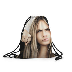 Рюкзак-мешок 3D с принтом Cara Delevingne в городе Новоалтайск, 100% полиэстер | плотность ткани — 200 г/м2, размер — 35 х 45 см; лямки — толстые шнурки, застежка на шнуровке, без карманов и подкладки | actress | angry | body art | british top model | cara delevingne | emotion | актриса | боди арт | британская топ модель | делевинь | кара | сердитая | эмоция
