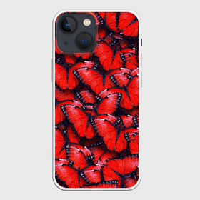 Чехол для iPhone 13 mini с принтом Красные бабочки в городе Новоалтайск,  |  | бабочки | крылья | паттерн