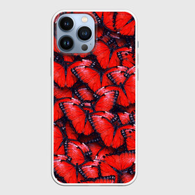 Чехол для iPhone 13 Pro Max с принтом Красные бабочки в городе Новоалтайск,  |  | Тематика изображения на принте: бабочки | крылья | паттерн