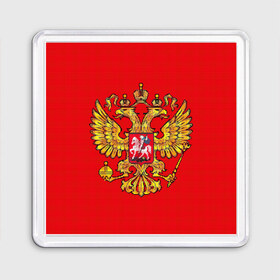 Магнит 55*55 с принтом Герб России в городе Новоалтайск, Пластик | Размер: 65*65 мм; Размер печати: 55*55 мм | Тематика изображения на принте: вышивка | герб россии | двуглавый орел | держава | красный | москва | скипетр | фон
