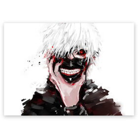 Поздравительная открытка с принтом Tokyo Ghoul в городе Новоалтайск, 100% бумага | плотность бумаги 280 г/м2, матовая, на обратной стороне линовка и место для марки
 | anime | ghoul | tokyo | tokyo ghoul | гуль