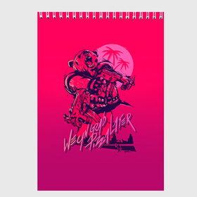 Скетчбук с принтом Hotline Miami 7 в городе Новоалтайск, 100% бумага
 | 48 листов, плотность листов — 100 г/м2, плотность картонной обложки — 250 г/м2. Листы скреплены сверху удобной пружинной спиралью | Тематика изображения на принте: game | hotline miami | hotlinemiami | игры | майями | хотлайн | хотланй майами