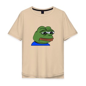 Мужская футболка хлопок Oversize с принтом sad frog в городе Новоалтайск, 100% хлопок | свободный крой, круглый ворот, “спинка” длиннее передней части | pepe | грустная | мемы | пепе
