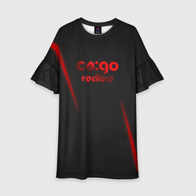 Детское платье 3D с принтом cs:go - Red Line (Красная линия) в городе Новоалтайск, 100% полиэстер | прямой силуэт, чуть расширенный к низу. Круглая горловина, на рукавах — воланы | cs | csgo | go | кс | линия | цвет