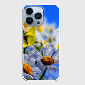 Чехол для iPhone 13 Pro с принтом Ромашки и бабочка в городе Новоалтайск,  |  | Тематика изображения на принте: бабочки | лето | природа | ромашки | цветы