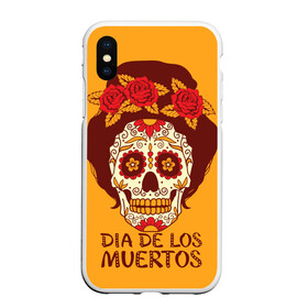 Чехол для iPhone XS Max матовый с принтом Мексиканский череп в городе Новоалтайск, Силикон | Область печати: задняя сторона чехла, без боковых панелей | cobwebs | color | day of the dead | dead | death | eyes | girl | holiday | makeup | mask | mexican skull | mexico | ornament | pattern | взгляд | девушка | день мертвых | макияж | маска | мексика | мексиканский череп | мертвецов | орнамент | паутина | пра