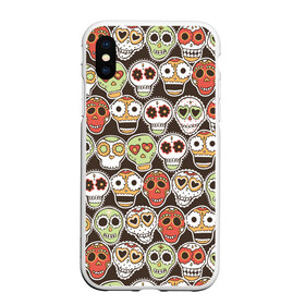 Чехол для iPhone XS Max матовый с принтом Мексиканские черепа в городе Новоалтайск, Силикон | Область печати: задняя сторона чехла, без боковых панелей | день мертвых | мексика | паттерн | разноцветный | традиция | узоры | цветы