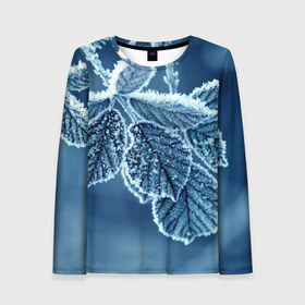 Женский лонгслив 3D с принтом Снежная ветка в городе Новоалтайск, 100% полиэстер | длинные рукава, круглый вырез горловины, полуприлегающий силуэт | ветка | зима | снег | снежная