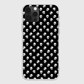 Чехол для iPhone 12 Pro Max с принтом Белые черепа на черном фоне в городе Новоалтайск, Силикон |  | белый горох | белый горошек | маленькие черепа | череп | черный фон