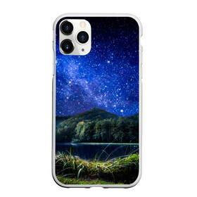 Чехол для iPhone 11 Pro Max матовый с принтом Звездная ночь в городе Новоалтайск, Силикон |  | галактика | горы | звезды | космос | лес | ночь | озеро | сосны | тайга