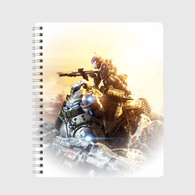 Тетрадь с принтом Titanfall в городе Новоалтайск, 100% бумага | 48 листов, плотность листов — 60 г/м2, плотность картонной обложки — 250 г/м2. Листы скреплены сбоку удобной пружинной спиралью. Уголки страниц и обложки скругленные. Цвет линий — светло-серый
 | titanfall | титанфалл
