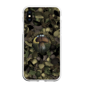 Чехол для iPhone XS Max матовый с принтом Грибной охотник в городе Новоалтайск, Силикон | Область печати: задняя сторона чехла, без боковых панелей | hunter | грибы | камуфляж | лес | охота