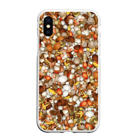 Чехол для iPhone XS Max матовый с принтом Грибы Много грибов в городе Новоалтайск, Силикон | Область печати: задняя сторона чехла, без боковых панелей | лес | охота
