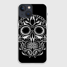 Чехол для iPhone 13 mini с принтом Мексиканский череп в городе Новоалтайск,  |  | color | dead | death | eyes | girl | halloween | holiday | makeup | mask | mexican skull | mexico | ornament | pattern | взгляд | девушка | день мертвых | макияж | маска | мексика | мексиканский череп | мертвецов | орнамент | паутина | праздник