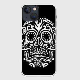 Чехол для iPhone 13 mini с принтом Мексиканский череп в городе Новоалтайск,  |  | color | dead | death | eyes | girl | halloween | holiday | makeup | mask | mexican skull | mexico | ornament | pattern | взгляд | девушка | день мертвых | макияж | маска | мексика | мексиканский череп | мертвецов | орнамент | паутина | праздник