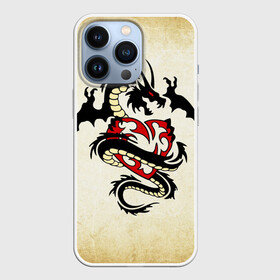 Чехол для iPhone 13 Pro с принтом Покоритель сердец в городе Новоалтайск,  |  | dragon | дракон | дракоша | змей | когти | крылья | монстр | огонь | пламя | рога | тату | татуировка | трайбл | чешуя | чудовище | шипы