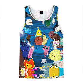 Мужская майка 3D с принтом Adventure Time 1 в городе Новоалтайск, 100% полиэстер | круглая горловина, приталенный силуэт, длина до линии бедра. Пройма и горловина окантованы тонкой бейкой | adventure time | bubblegum | dog | finn | jake | marcelline | время приключений | джейк и финн | марселин | пупырка