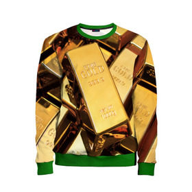Детский свитшот 3D с принтом GOLD 999,9 в городе Новоалтайск, 100% полиэстер | свободная посадка, прямой крой, мягкая тканевая резинка на рукавах и понизу свитшота | банк | богатство | драгоценность | золото | слитки