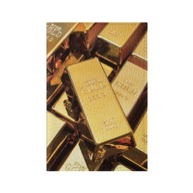 Обложка для паспорта матовая кожа с принтом GOLD 999,9 в городе Новоалтайск, натуральная матовая кожа | размер 19,3 х 13,7 см; прозрачные пластиковые крепления | банк | богатство | драгоценность | золото | слитки