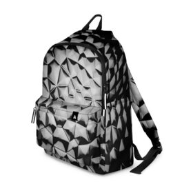 Рюкзак 3D с принтом Чёрная мозаика в городе Новоалтайск, 100% полиэстер | лямки с регулируемой длиной, сверху петелька, чтобы рюкзак можно было повесить на вешалку. Основное отделение закрывается на молнию, как и внешний карман. Внутри два дополнительных кармана, один из которых закрывается на молнию. По бокам два дополнительных кармашка | 