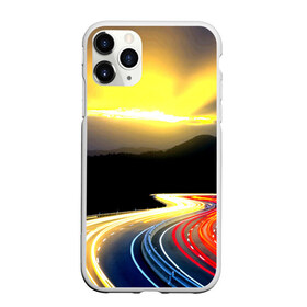 Чехол для iPhone 11 Pro матовый с принтом Ночная дорога в городе Новоалтайск, Силикон |  | ночь | огни | путешествие | трасса | уличный | шоссе