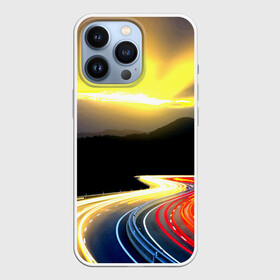 Чехол для iPhone 13 Pro с принтом Ночная дорога в городе Новоалтайск,  |  | Тематика изображения на принте: ночь | огни | путешествие | трасса | уличный | шоссе