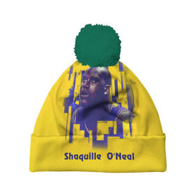 Шапка 3D c помпоном с принтом Shaquille O`Neal в городе Новоалтайск, 100% полиэстер | универсальный размер, печать по всей поверхности изделия | nba | баскетбол | баскетболист | спорт | шакил о’нил
