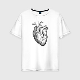 Женская футболка хлопок Oversize с принтом Heart в городе Новоалтайск, 100% хлопок | свободный крой, круглый ворот, спущенный рукав, длина до линии бедер
 | вектор | карандаш | кардиология | кровь | мышца | орган | пульс | рисунок | сердце | черный