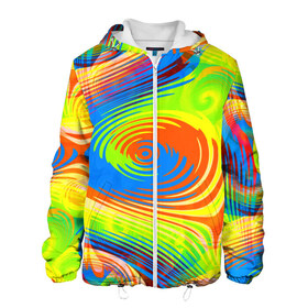 Мужская куртка 3D с принтом Tie-Dye в городе Новоалтайск, ткань верха — 100% полиэстер, подклад — флис | прямой крой, подол и капюшон оформлены резинкой с фиксаторами, два кармана без застежек по бокам, один большой потайной карман на груди. Карман на груди застегивается на липучку | Тематика изображения на принте: абстракция | волны | круги | спираль