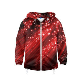 Детская ветровка 3D с принтом Красный блеск в городе Новоалтайск, 100% полиэстер | подол и капюшон оформлены резинкой с фиксаторами, по бокам два кармана без застежек, один потайной карман на груди | dance | klub | red | блеск | клуб | танцы
