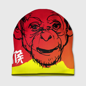 Шапка 3D с принтом Fire Monkey в городе Новоалтайск, 100% полиэстер | универсальный размер, печать по всей поверхности изделия | мартышка | обезьяна | огненная