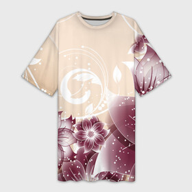 Платье-футболка 3D с принтом flowers в городе Новоалтайск,  |  | арт | краска | лето | лучи | любовь | популярные | природа | рисунки | свет | цветы